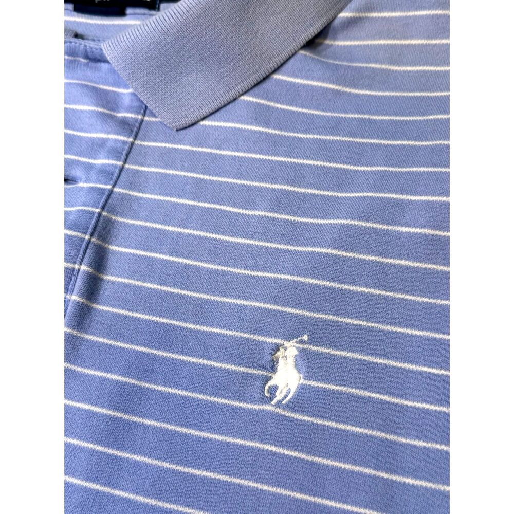 Polo By Ralph Lauren Polo Shirt Blue White Stripe Embroidered White Pony Size XL
